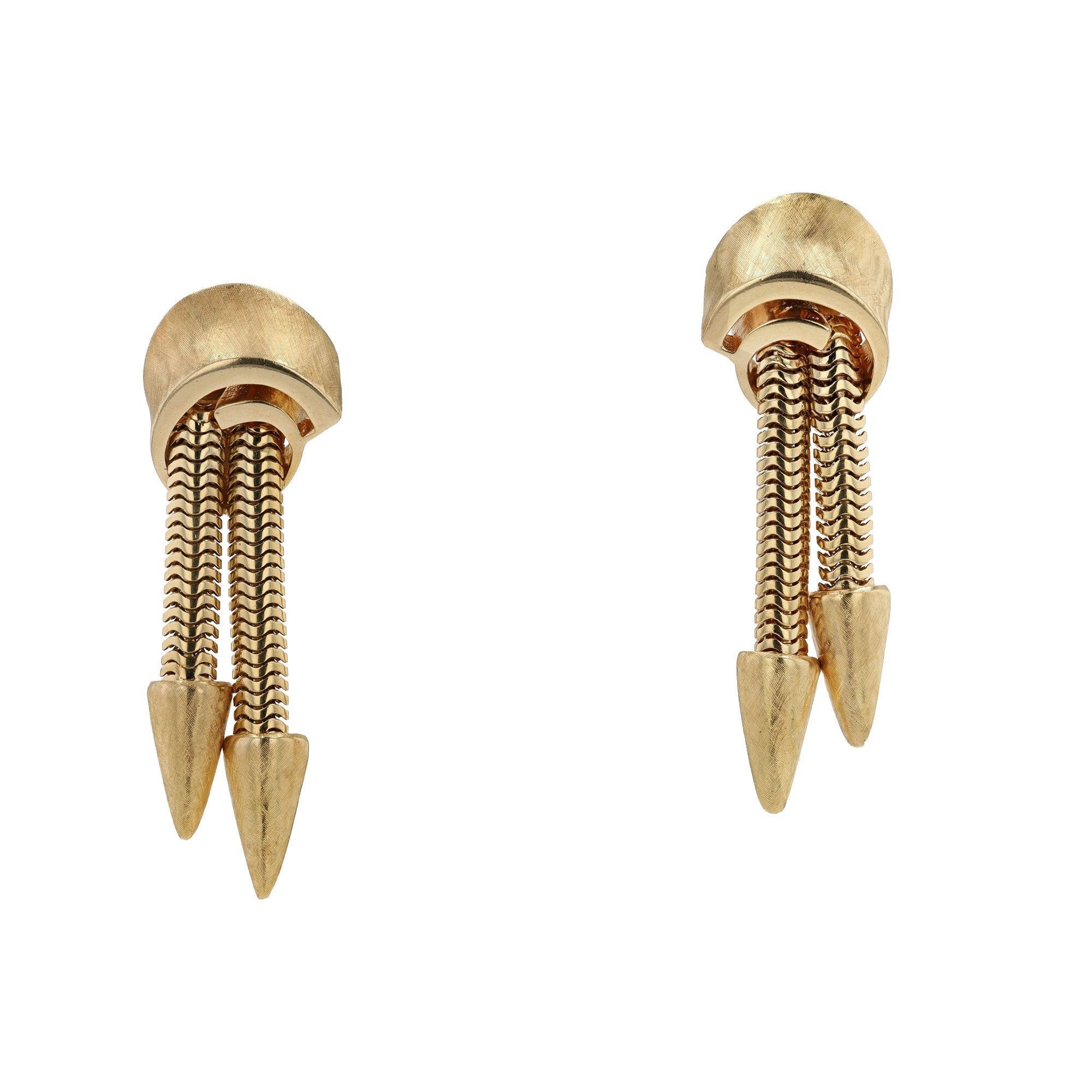 14K Gold Dagger Clip-On Vintage Dangle Earrings