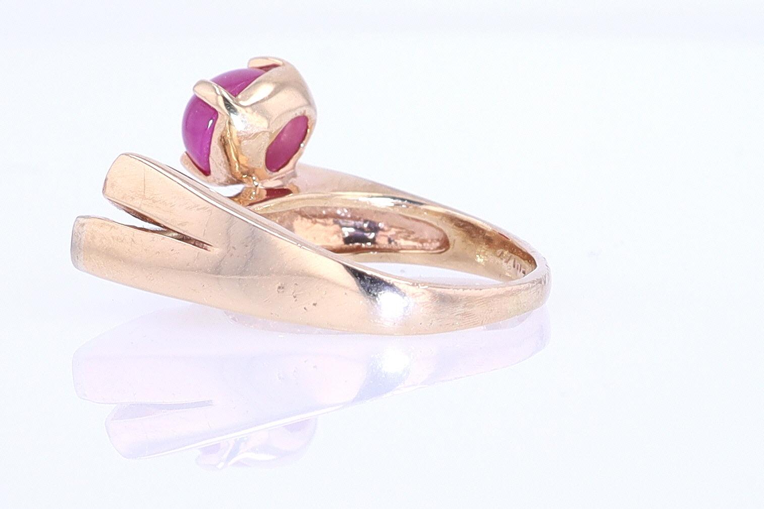 1950s Mid Century Space Age Pink Star Sapphire Cocktail Ring