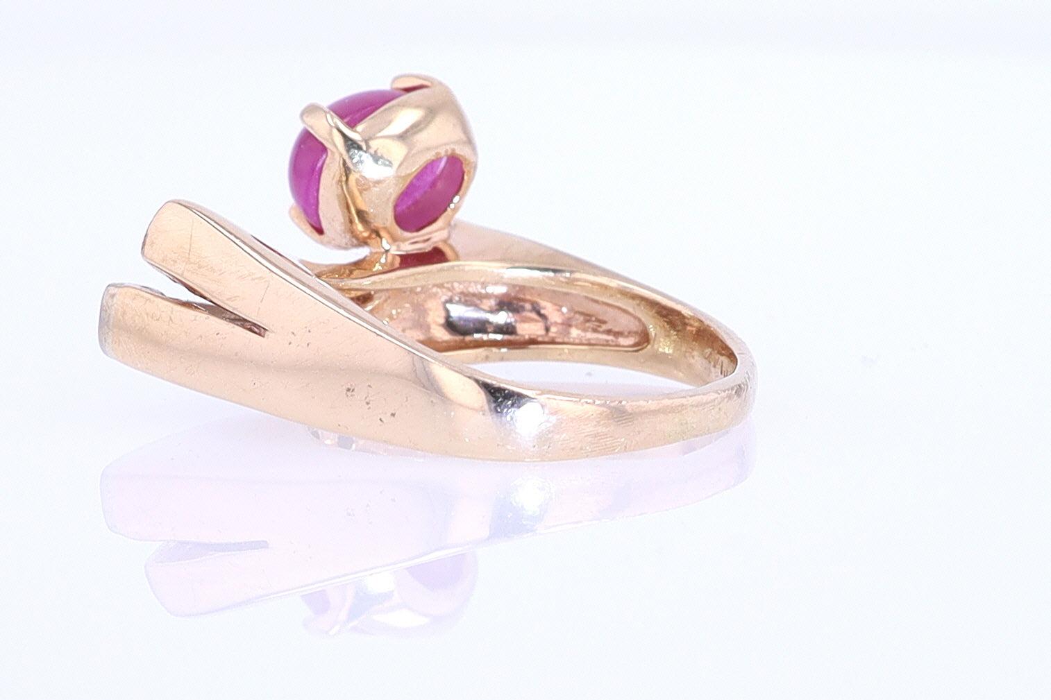 1950s Mid Century Space Age Pink Star Sapphire Cocktail Ring