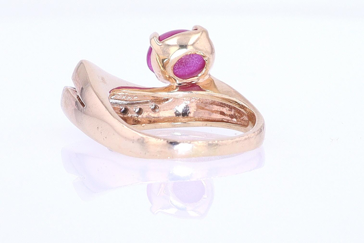 1950s Mid Century Space Age Pink Star Sapphire Cocktail Ring