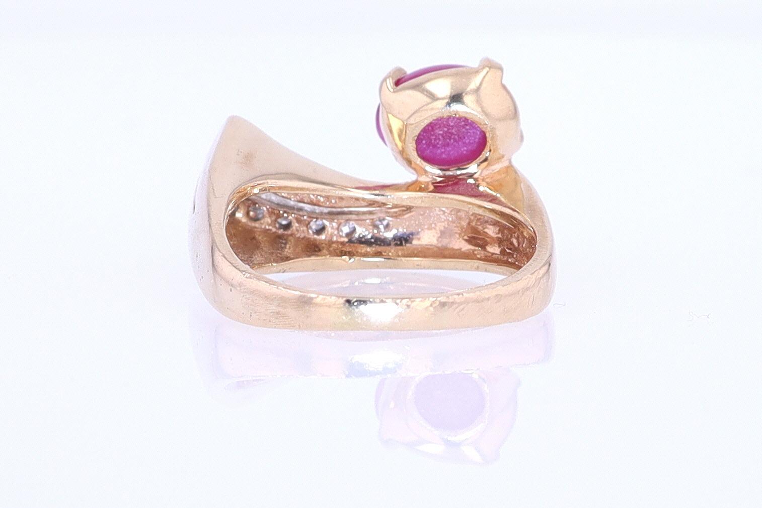 1950s Mid Century Space Age Pink Star Sapphire Cocktail Ring