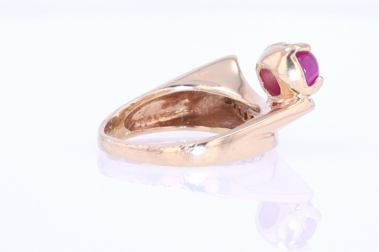 1950s Mid Century Space Age Pink Star Sapphire Cocktail Ring