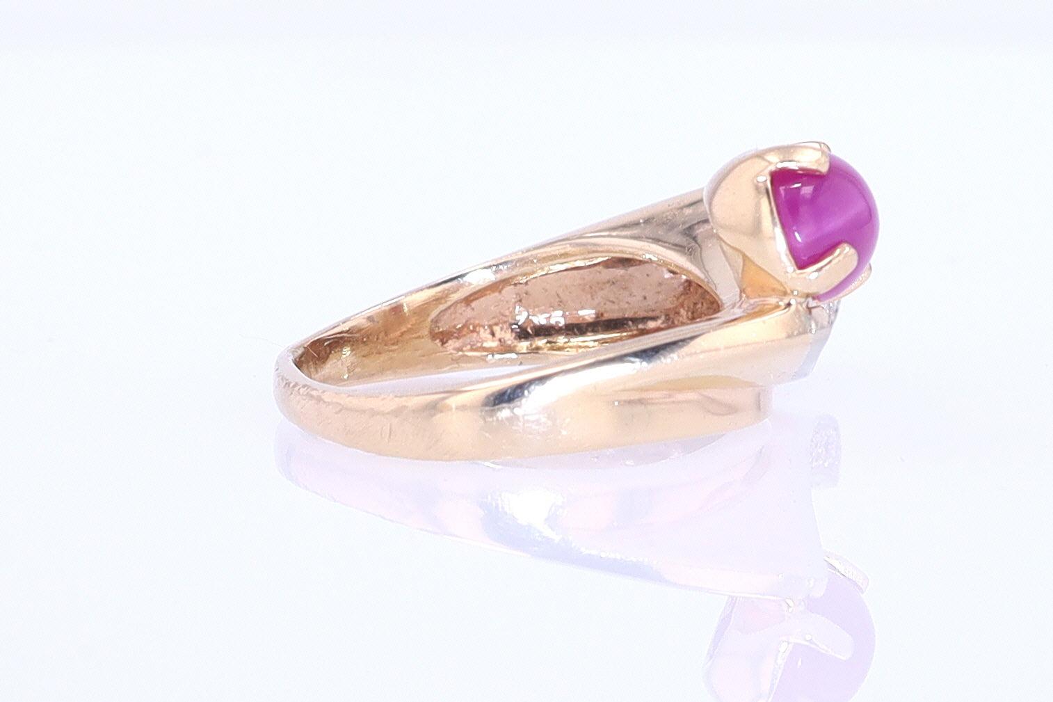 1950s Mid Century Space Age Pink Star Sapphire Cocktail Ring