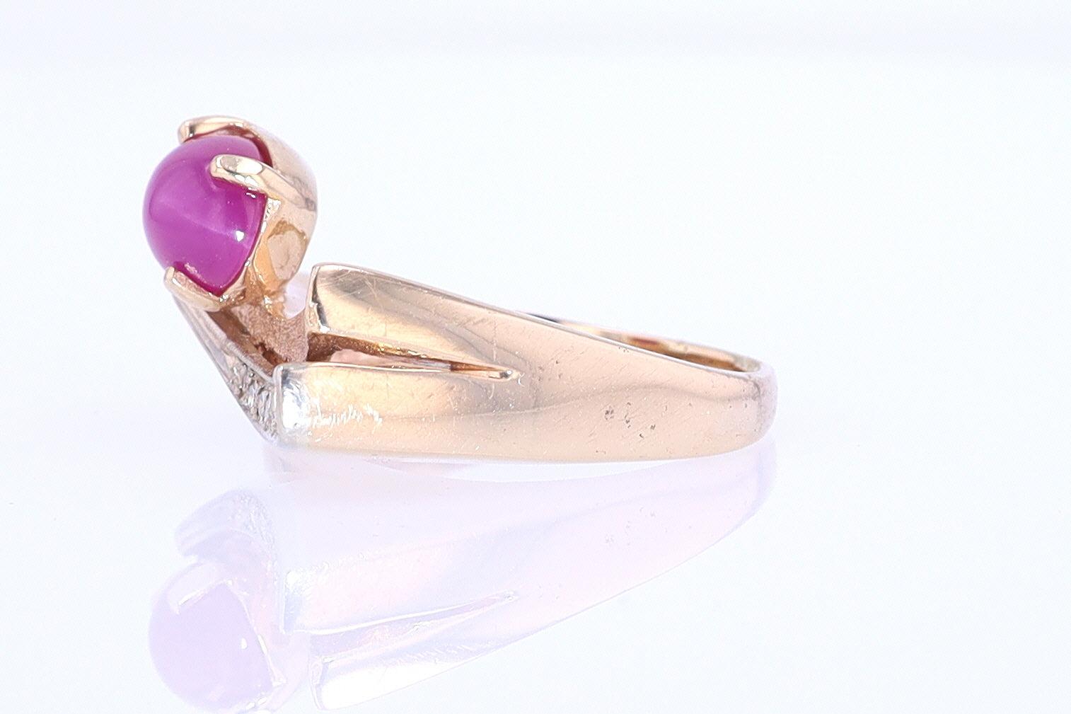 1950s Mid Century Space Age Pink Star Sapphire Cocktail Ring