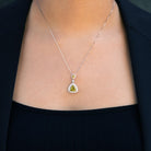 Vivid Green 2 Carat Tourmaline and Diamond 18k White Gold Drop Necklace