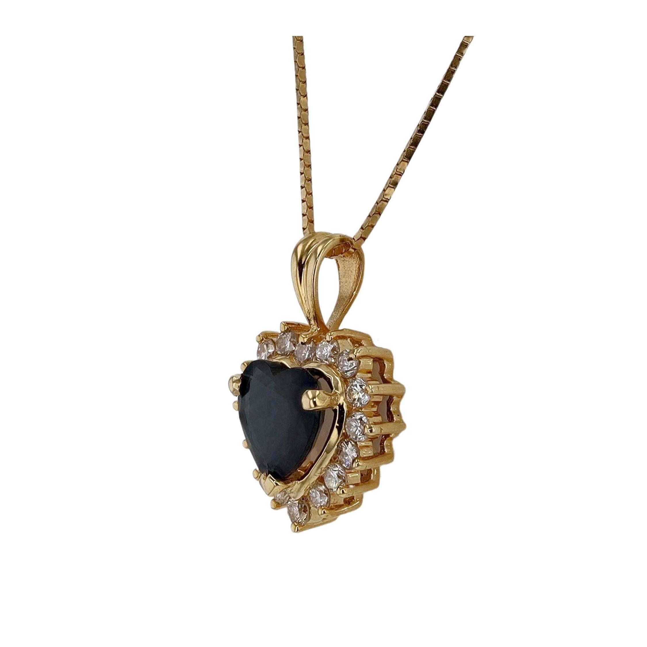 2 Carat Heart Shape Blue Sapphire and Diamond Necklace