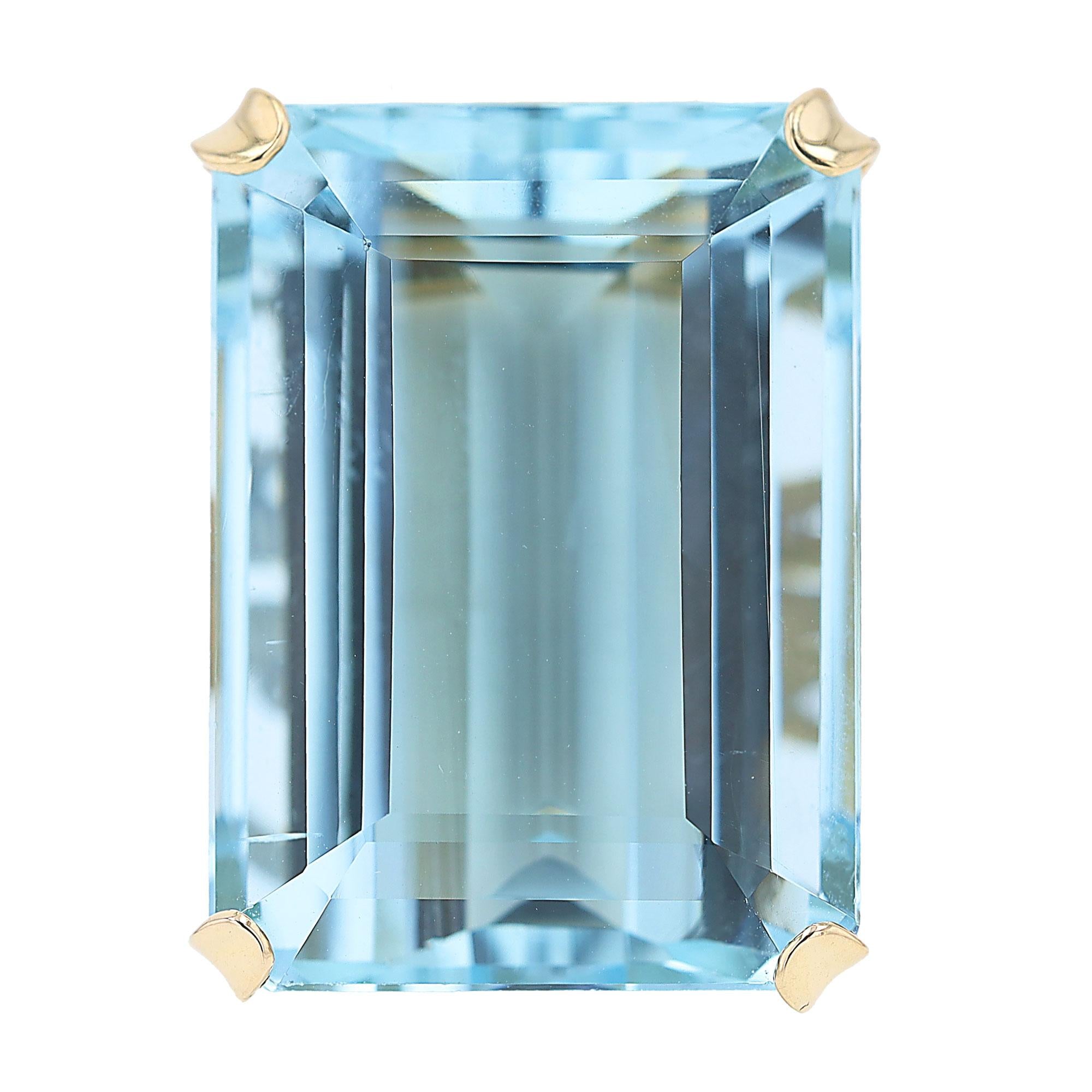 Estate 1930s Retro 50 Carat Emerald Cut Aquamarine Cocktail Ring