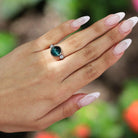 Indicolite Cats Eye & Diamond 18K White Gold Ring