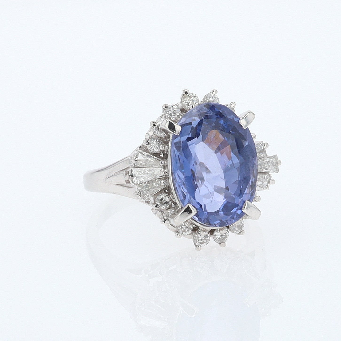 6.71 Carat Purple Sapphire & Diamond Ballerina Statement Ring