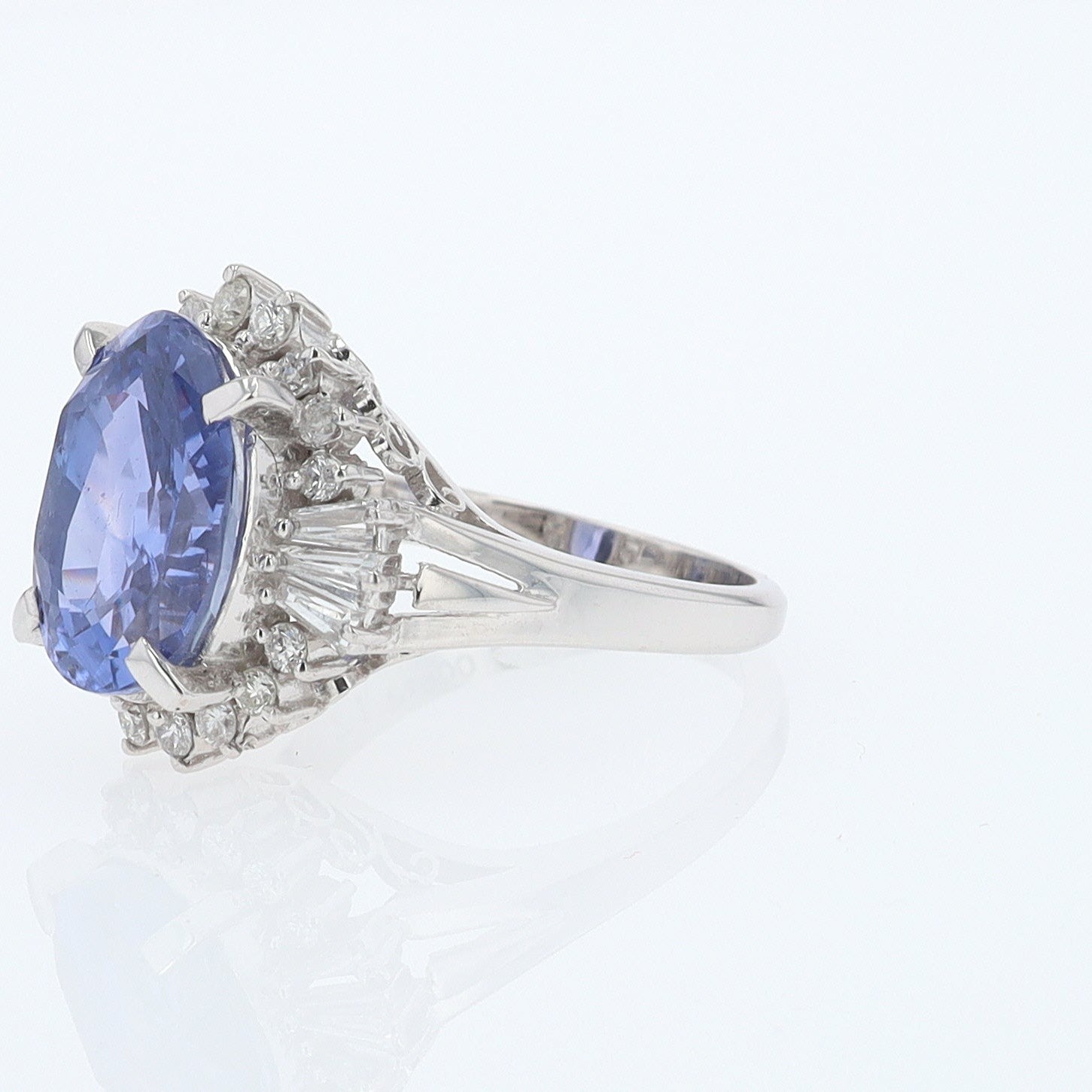 6.71 Carat Purple Sapphire & Diamond Ballerina Statement Ring