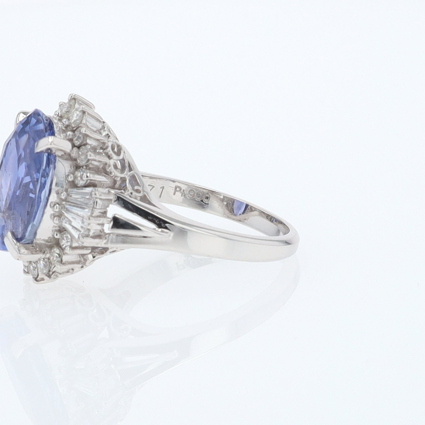 6.71 Carat Purple Sapphire & Diamond Ballerina Statement Ring