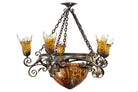 Art Nouveau Murano Glass 5 Arm Chandelier