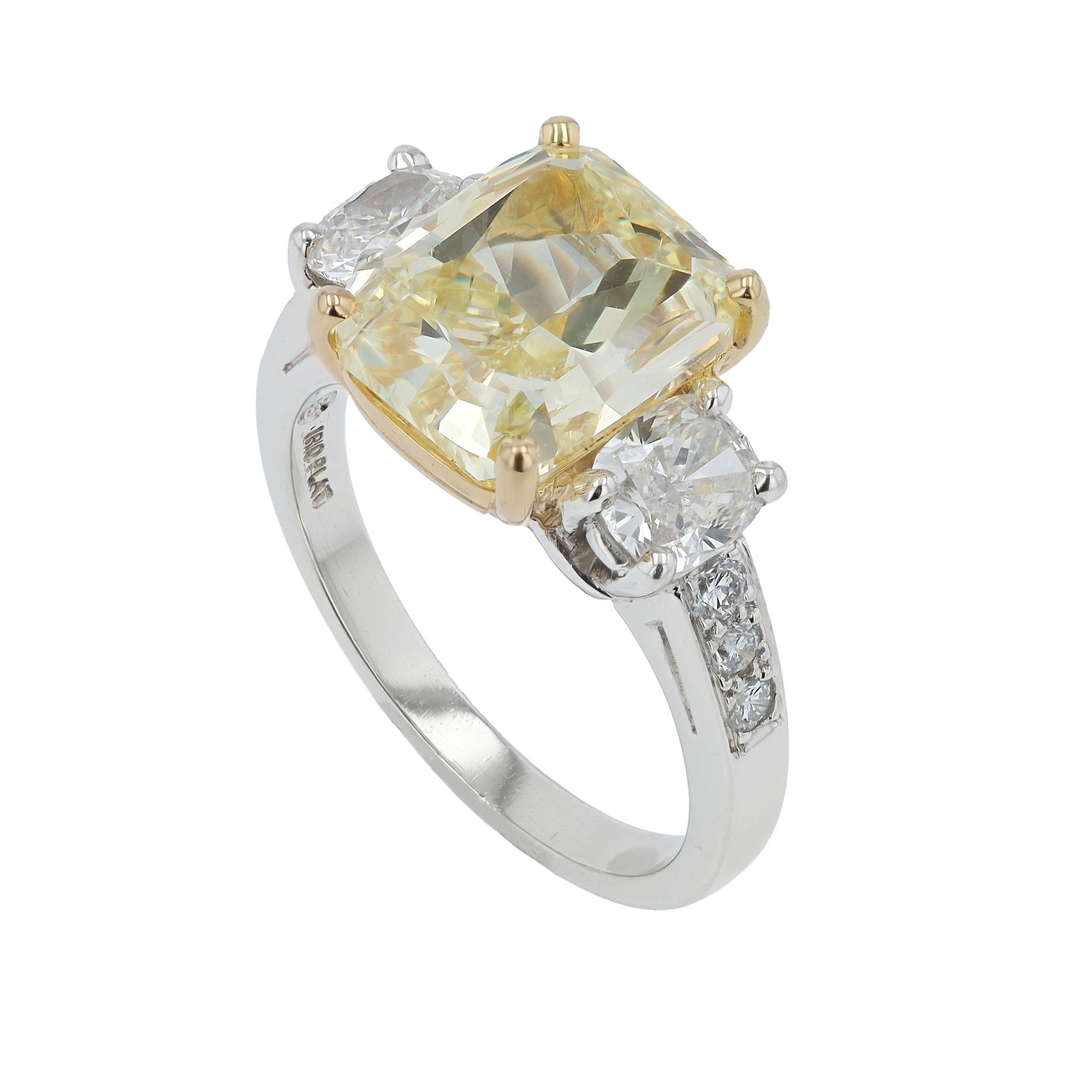 Oscar Heyman GIA Certified 5.04 Carat Fancy Yellow Diamond Engagement Ring