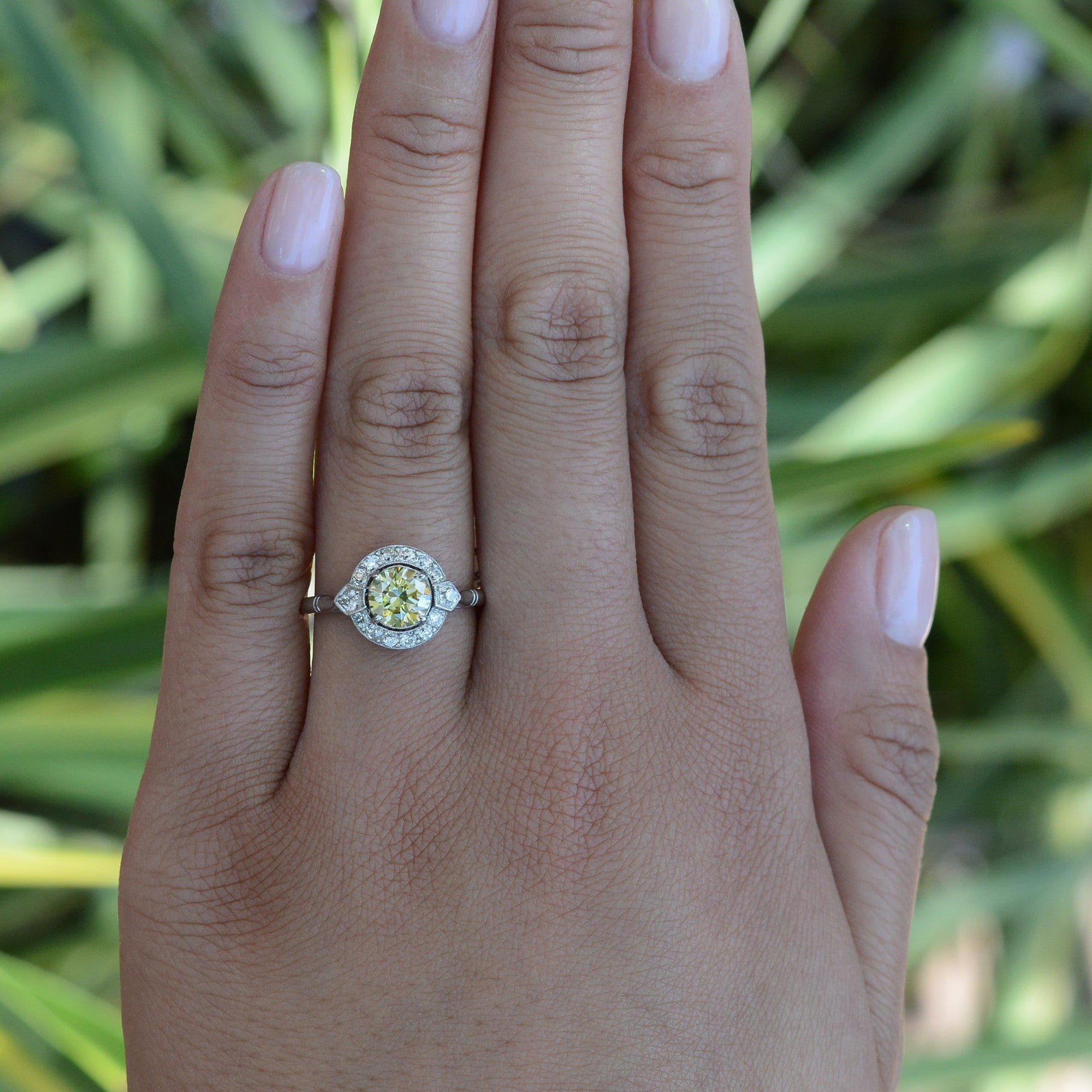 Antique Art Deco 1 Carat Yellow Diamond Engagement Ring