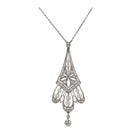 Antique Edwardian Diamond & Pearl Lavalière Platinum Necklace