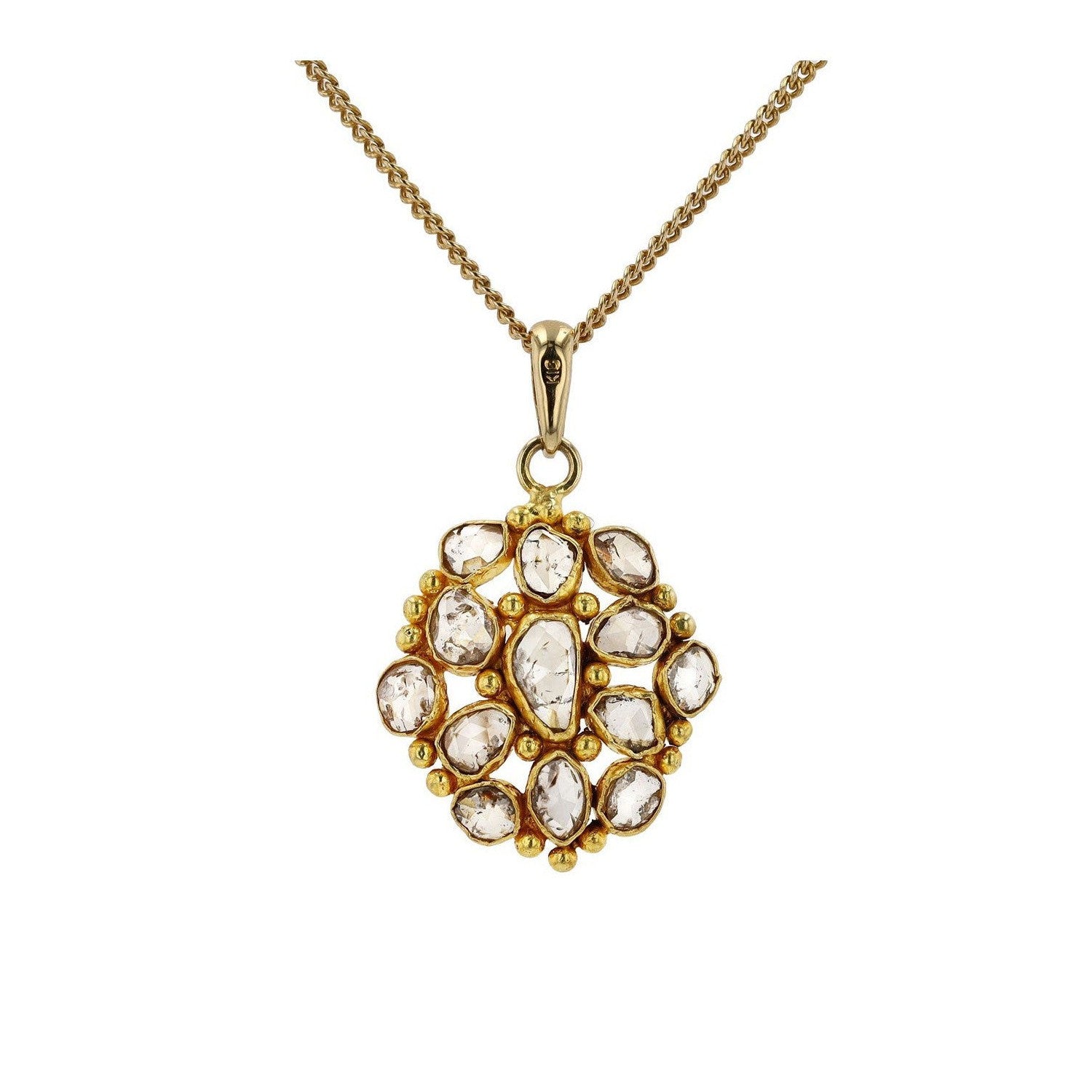 0.72ctw Rose Cut Diamond Cluster Necklace