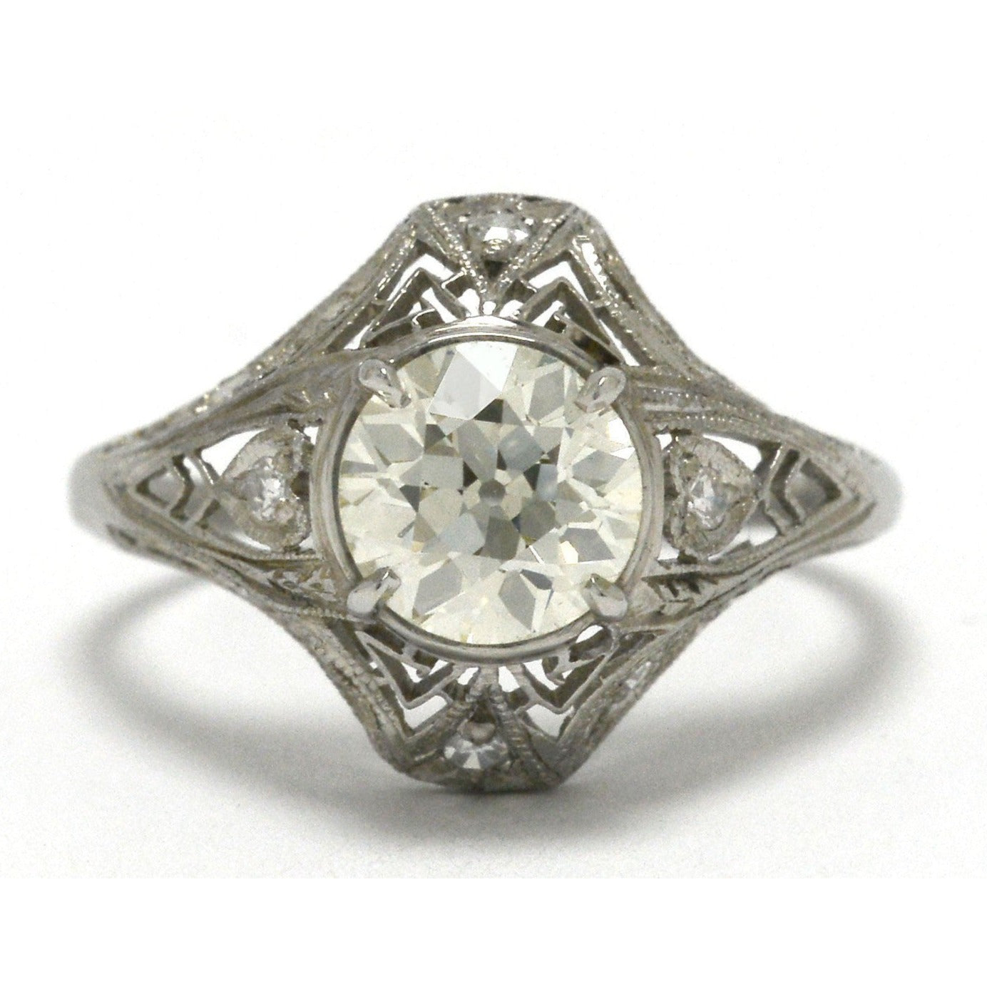 Filigree Diamond Art Deco Engagement Ring