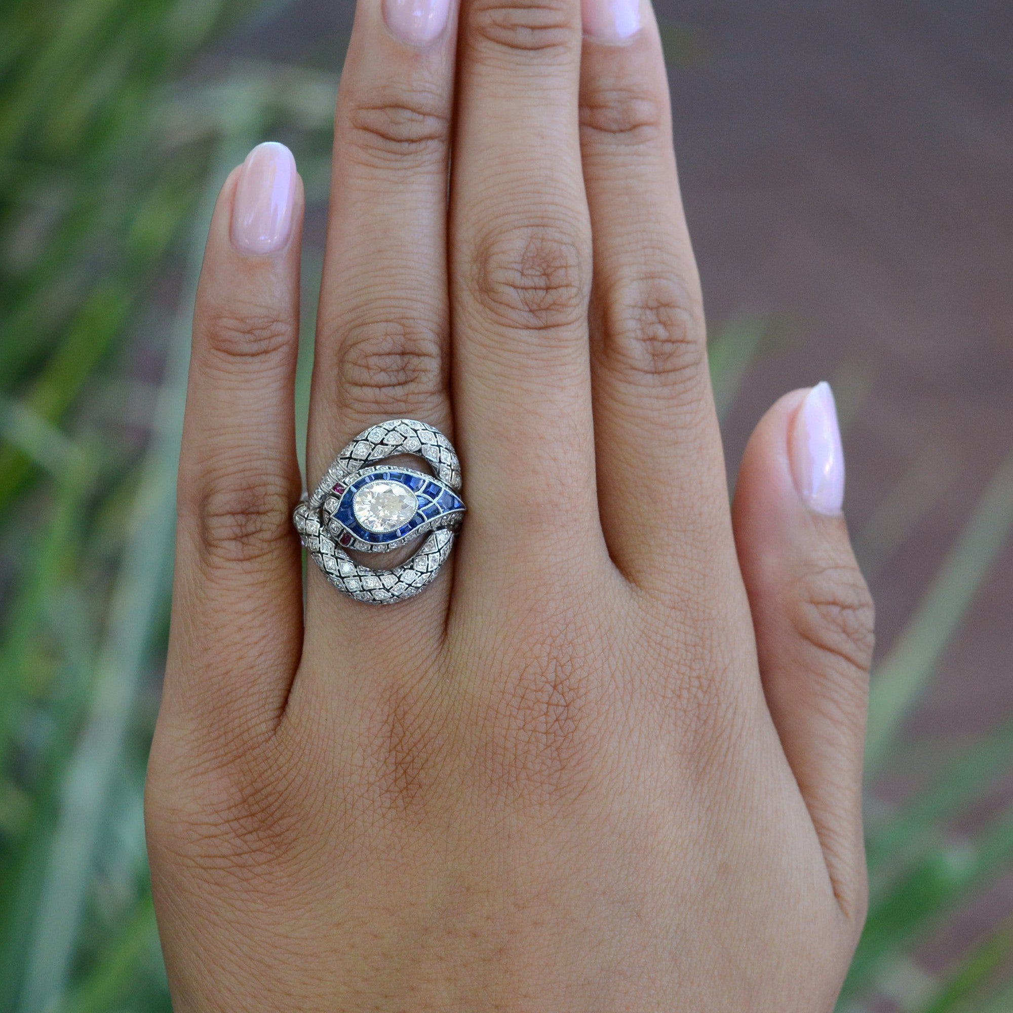 Art Deco Revival Antique Diamond Serpent Snake Ring