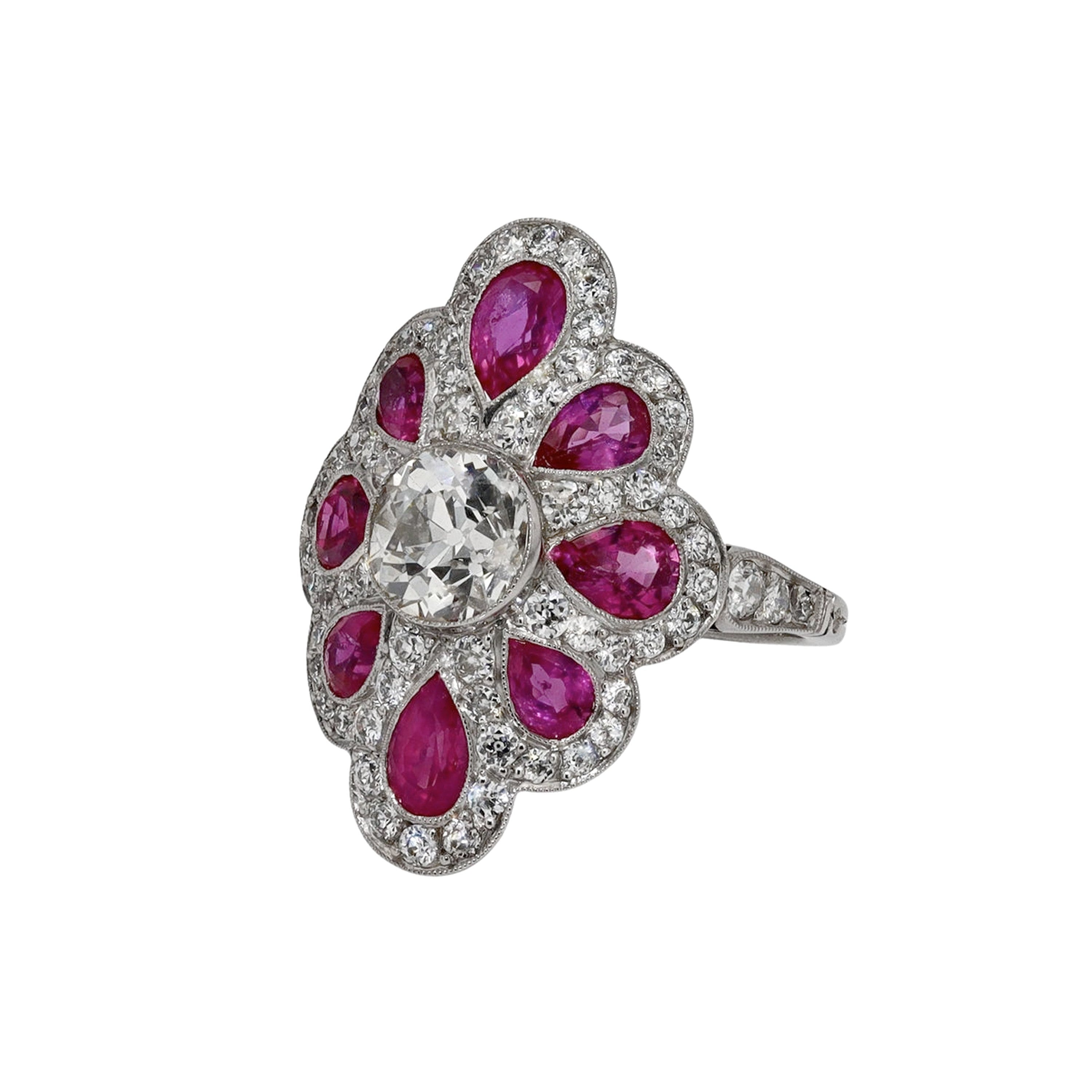 Diamond Ruby Navette Ring