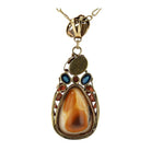 Art Nouveau Boulder Opal, Pearl & Sapphire Necklace