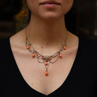 Art Nouveau Coral and Seed Pearl Bib Necklace