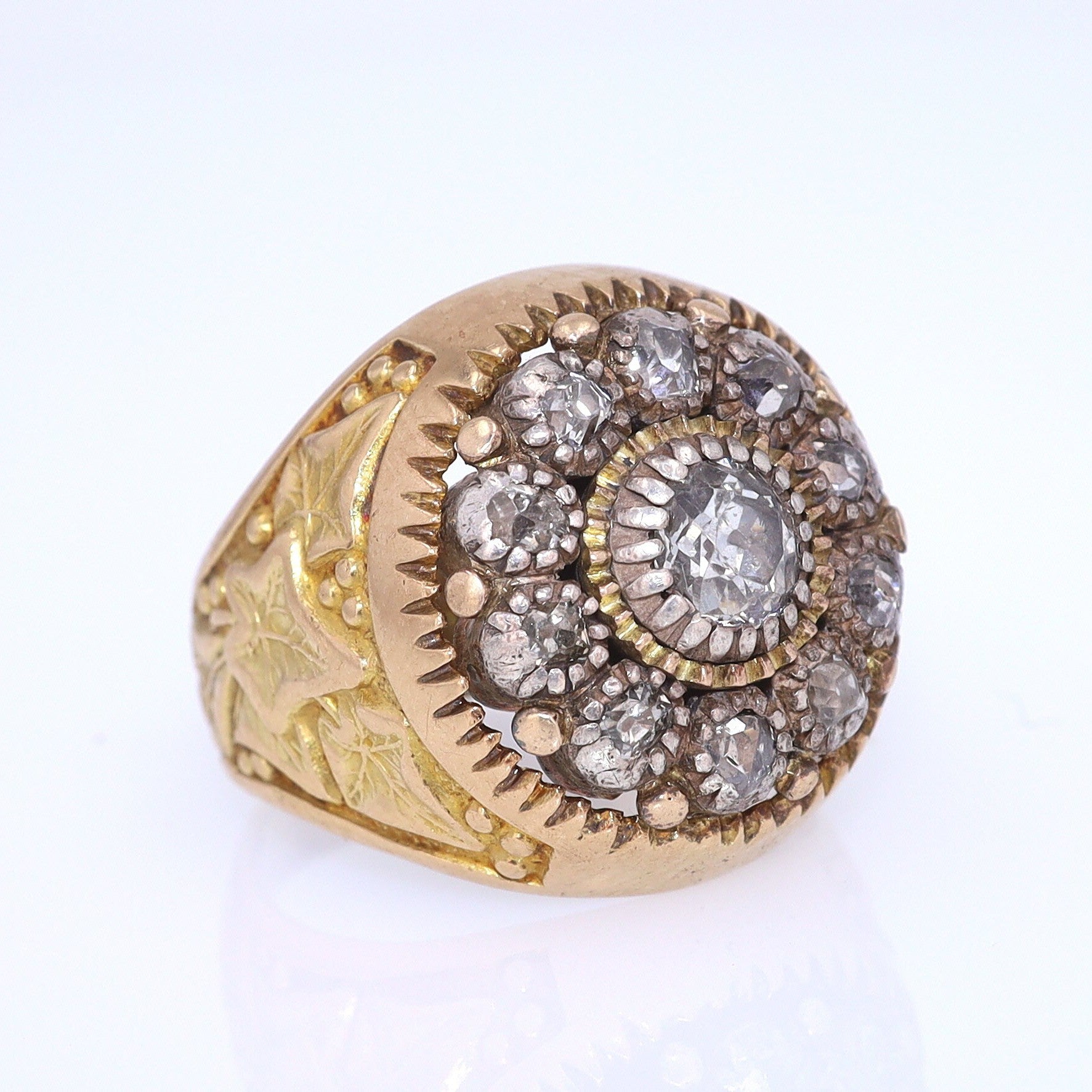 Art Nouveau Diamond Cluster Unisex Ring