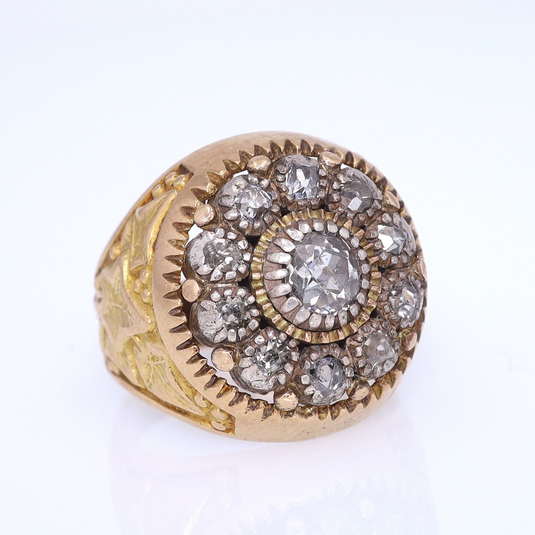 Art Nouveau Diamond Cluster Unisex Ring