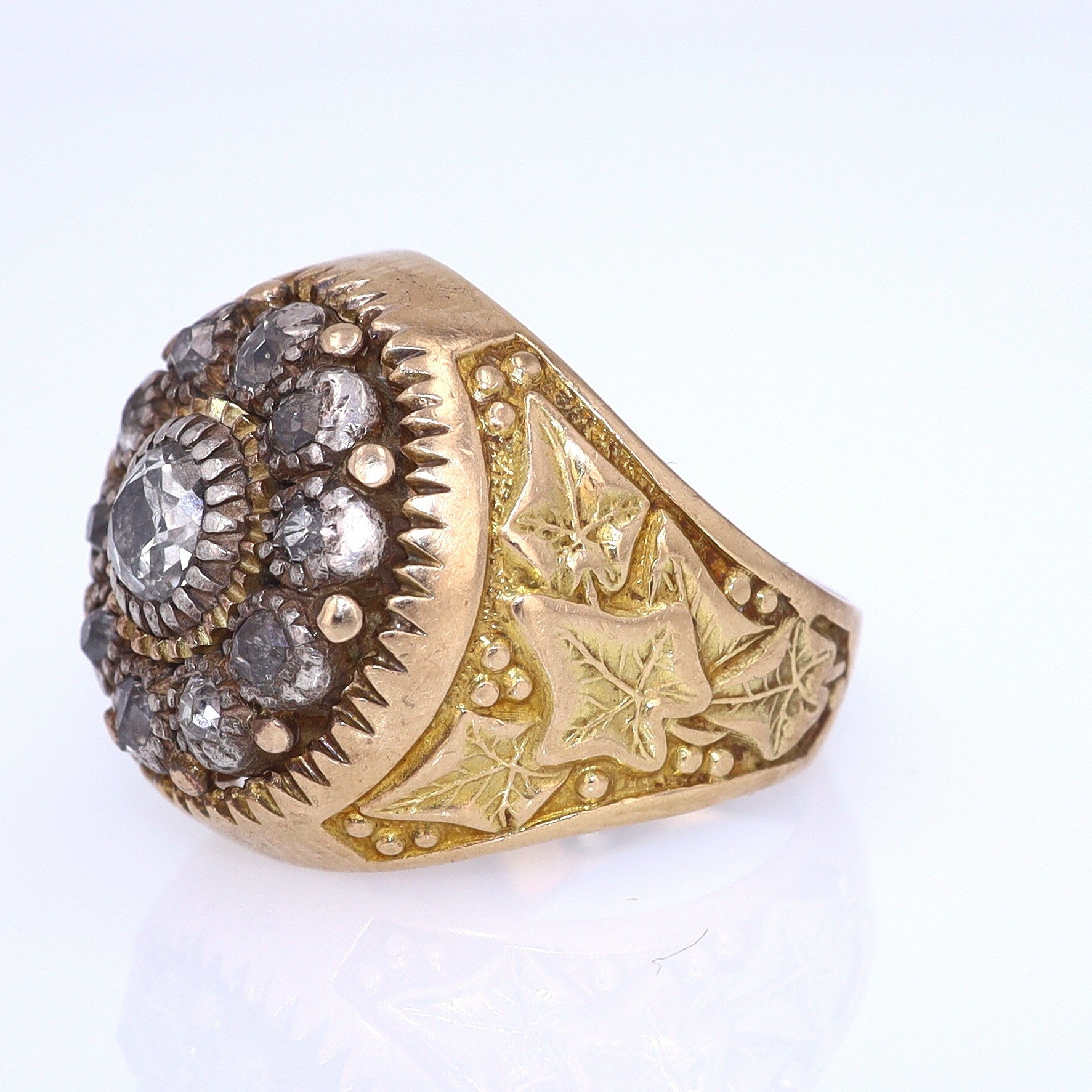 Art Nouveau Diamond Cluster Unisex Ring