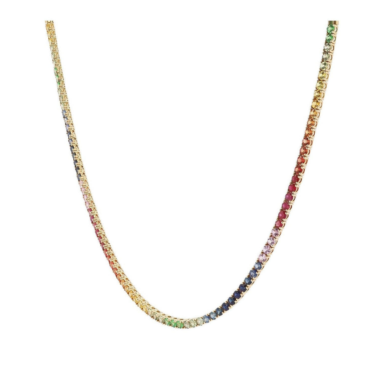 Bella Rosa Jewelers 14.60 Carat Multi Color Sapphire Rainbow Riviera Necklace