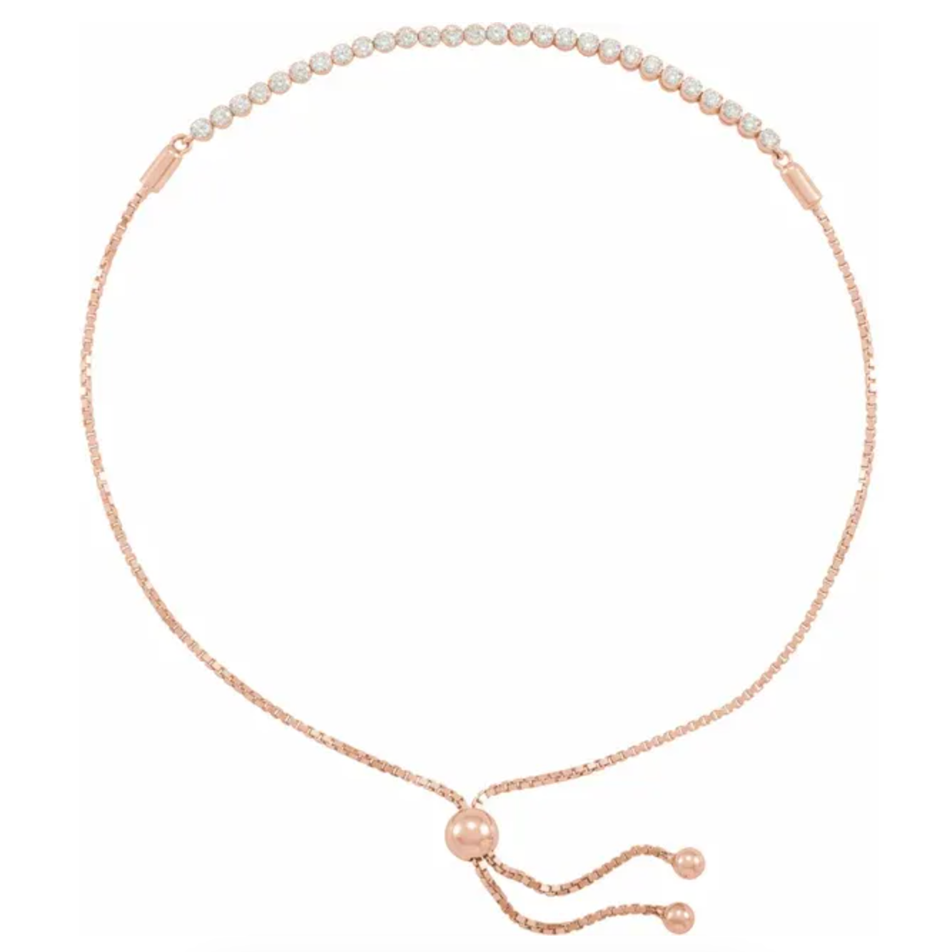 Diamond & 14k Rose Gold Adjustable Bolo Bracelet