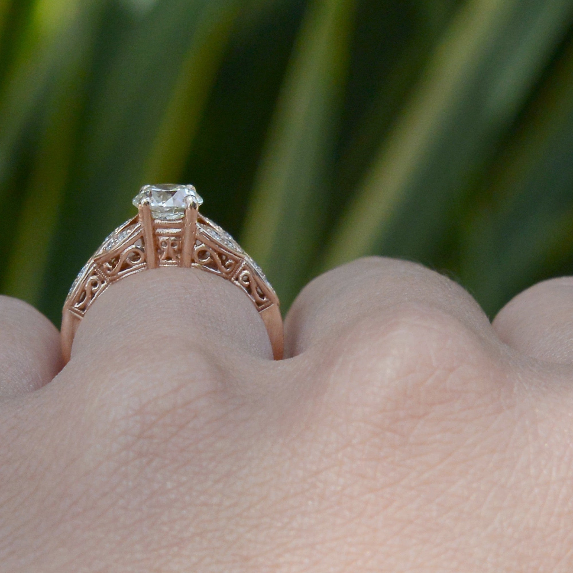 Edwardian Style Old European Cut Diamond Engagement Ring