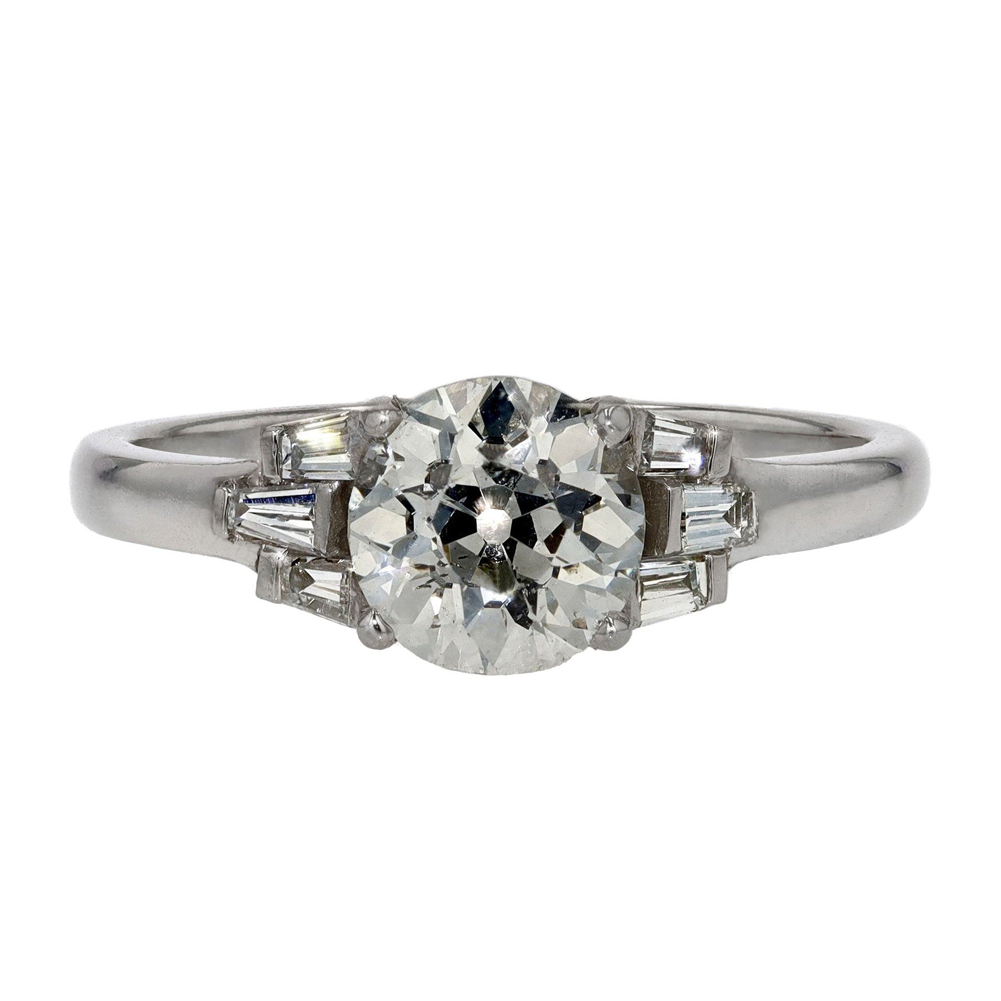 EGL Certified 1.19 Ct Solitaire Art Deco Diamond Engagement Ring