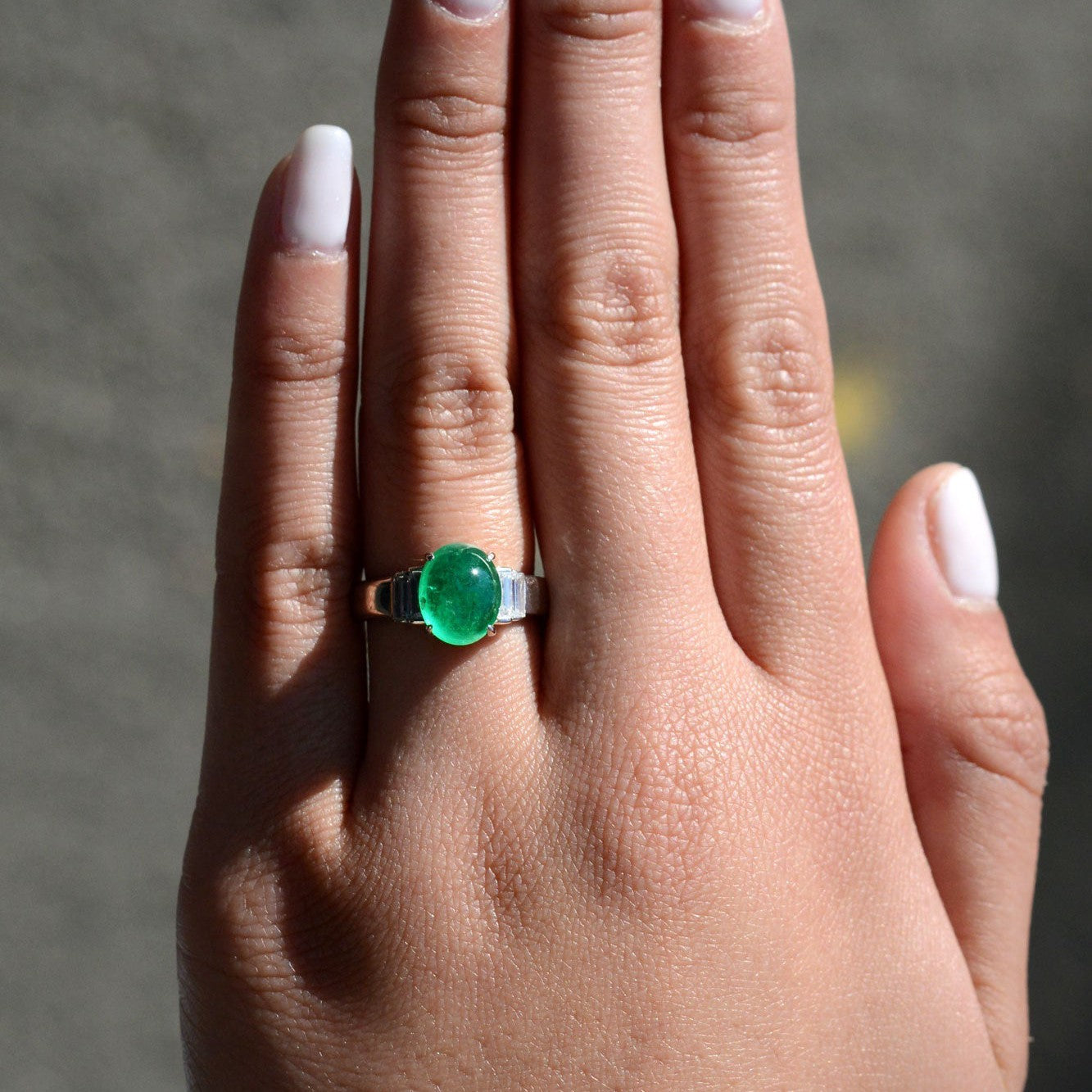 Estate Sugarloaf Colombian Emerald Diamond Engagement Ring