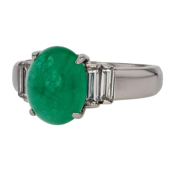 Estate Sugarloaf Colombian Emerald Diamond Engagement Ring