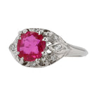 GIA Certified 2 Carat No Heat Burma Ruby Art Deco Ring