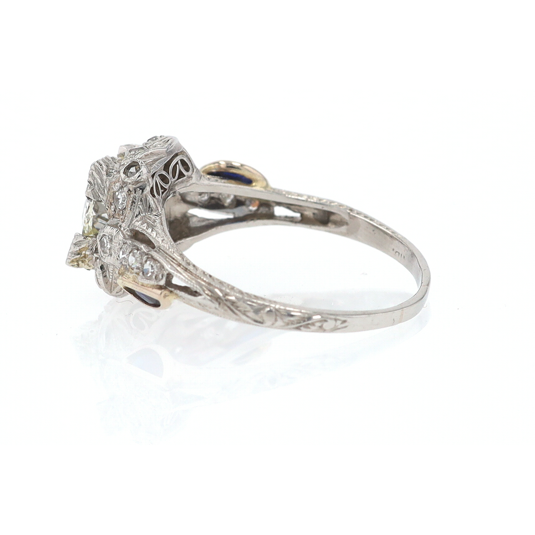 GIA Certified Asymmetrical Art Deco Antique Diamond Engagement Ring