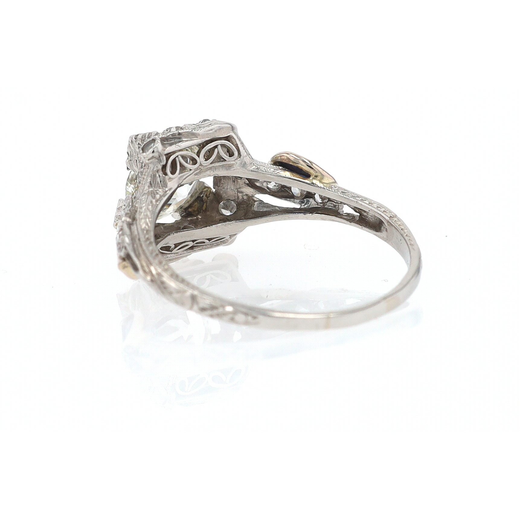 GIA Certified Asymmetrical Art Deco Antique Diamond Engagement Ring