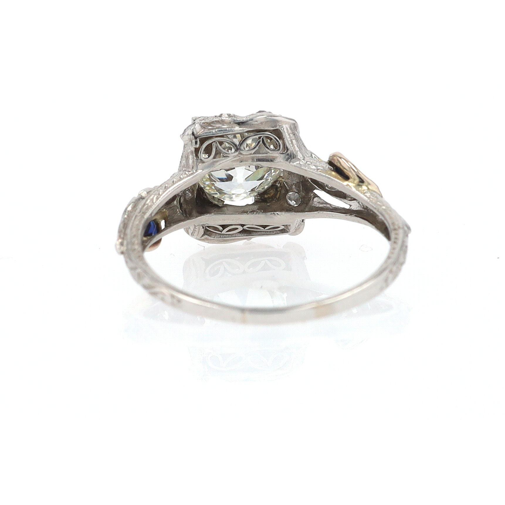 GIA Certified Asymmetrical Art Deco Antique Diamond Engagement Ring