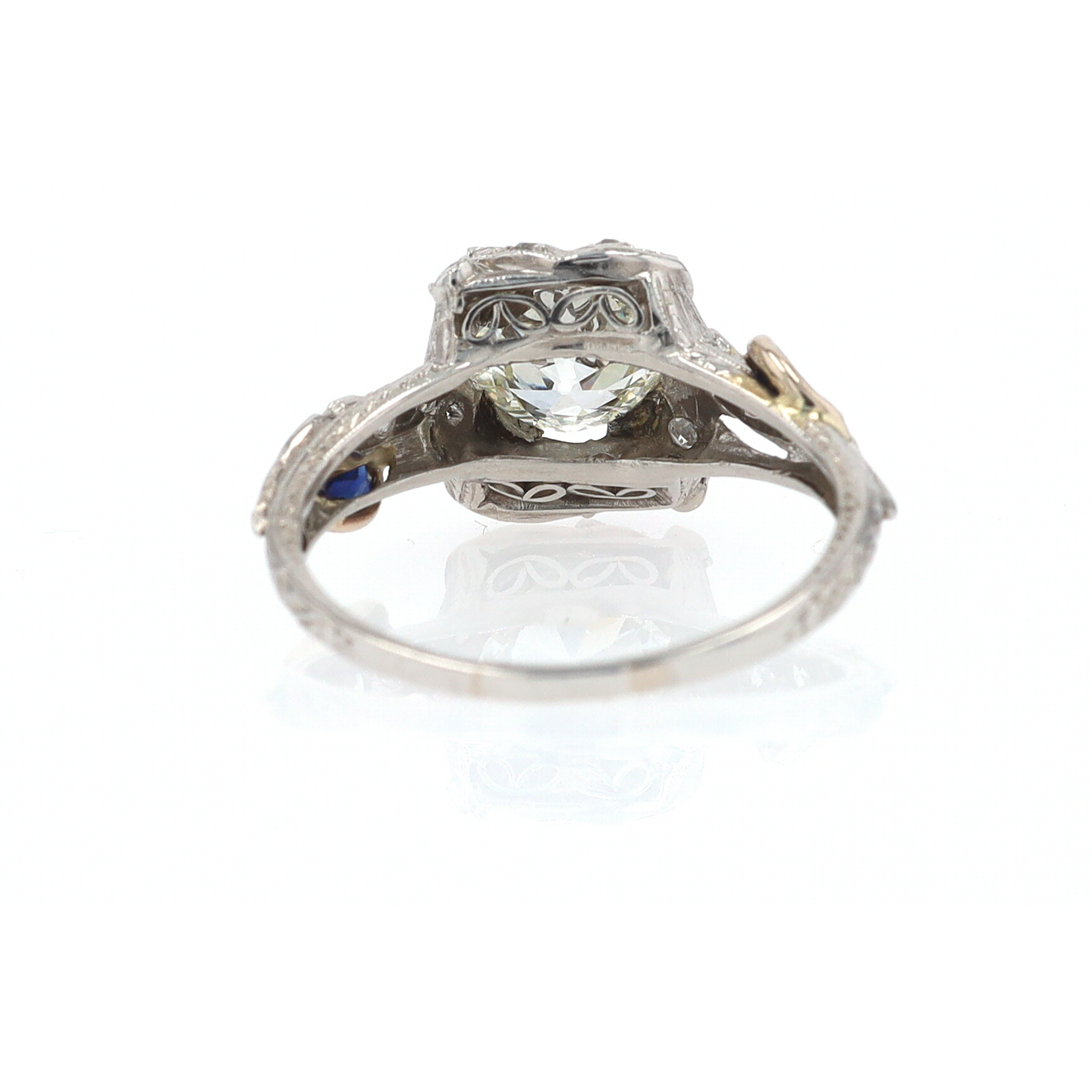 GIA Certified Asymmetrical Art Deco Antique Diamond Engagement Ring