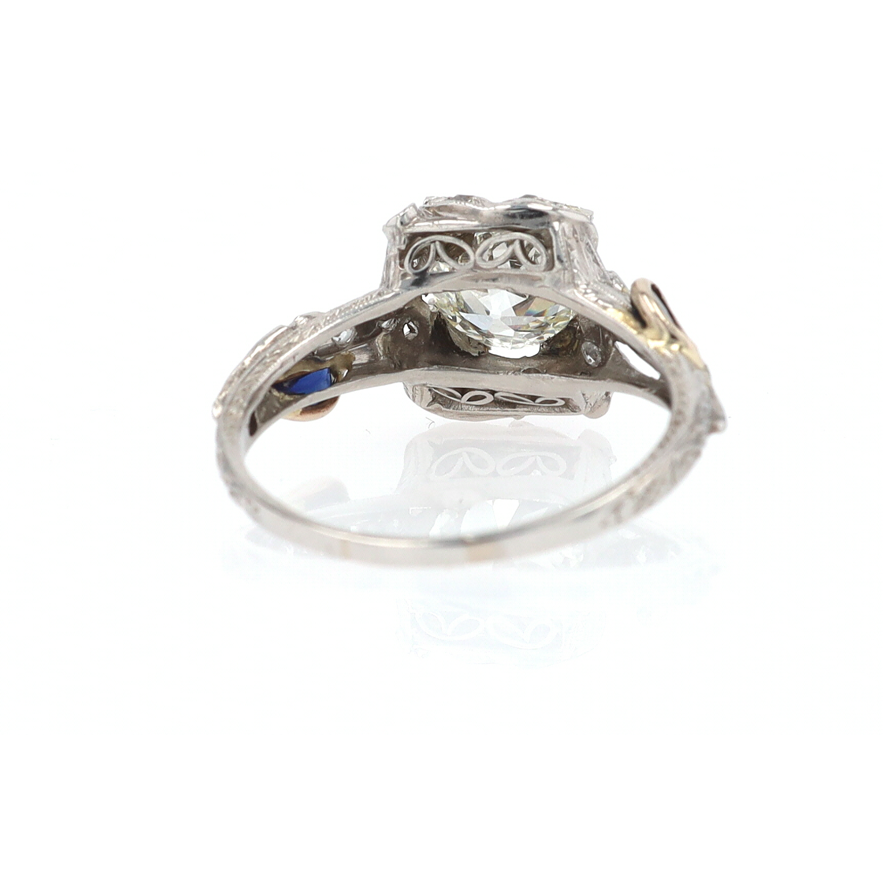 GIA Certified Asymmetrical Art Deco Antique Diamond Engagement Ring