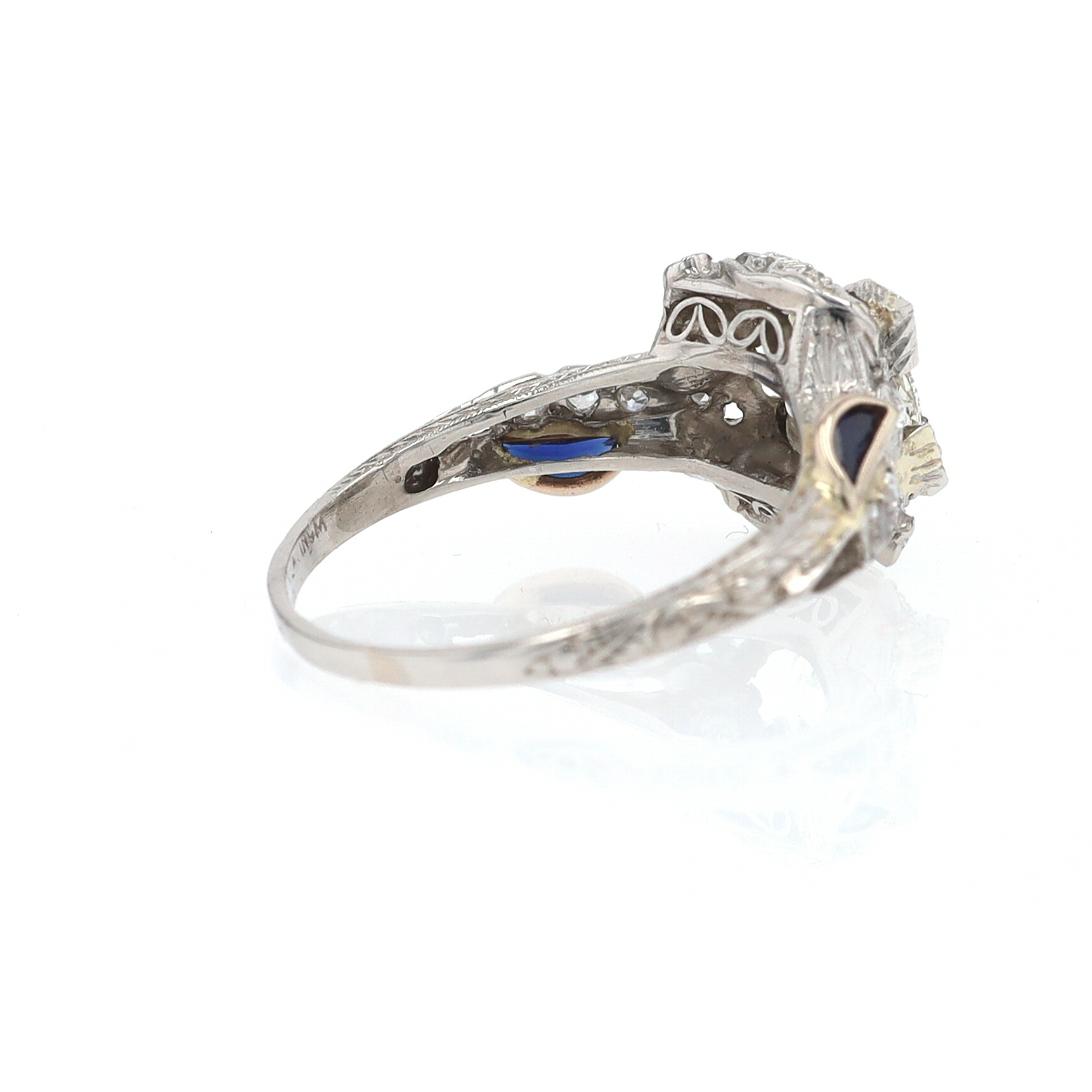 GIA Certified Asymmetrical Art Deco Antique Diamond Engagement Ring