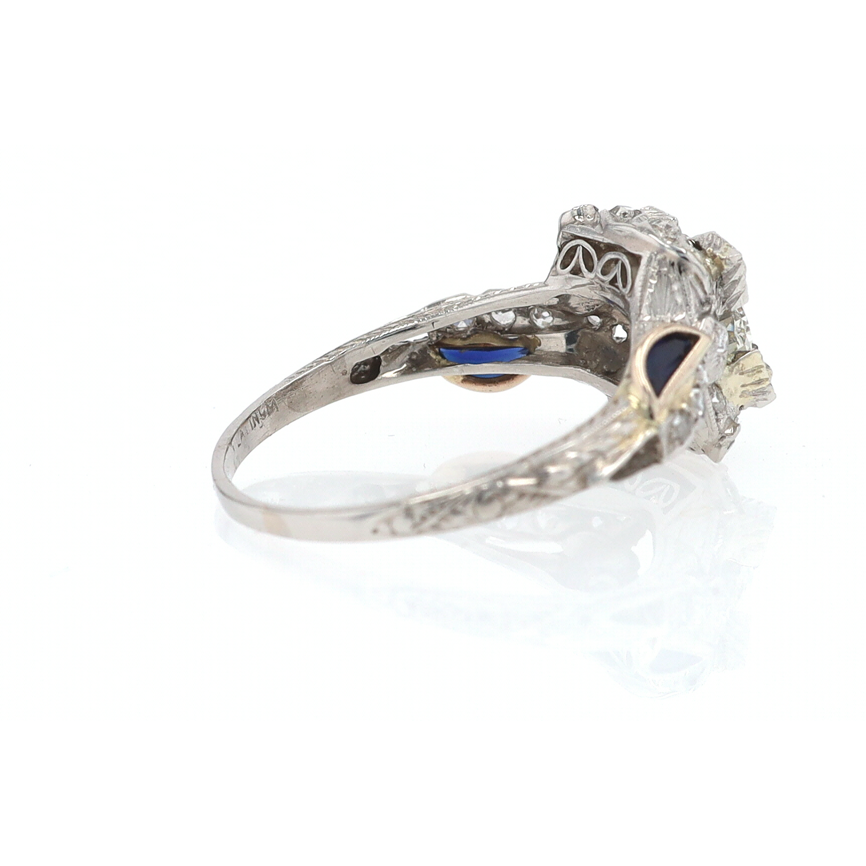 GIA Certified Asymmetrical Art Deco Antique Diamond Engagement Ring