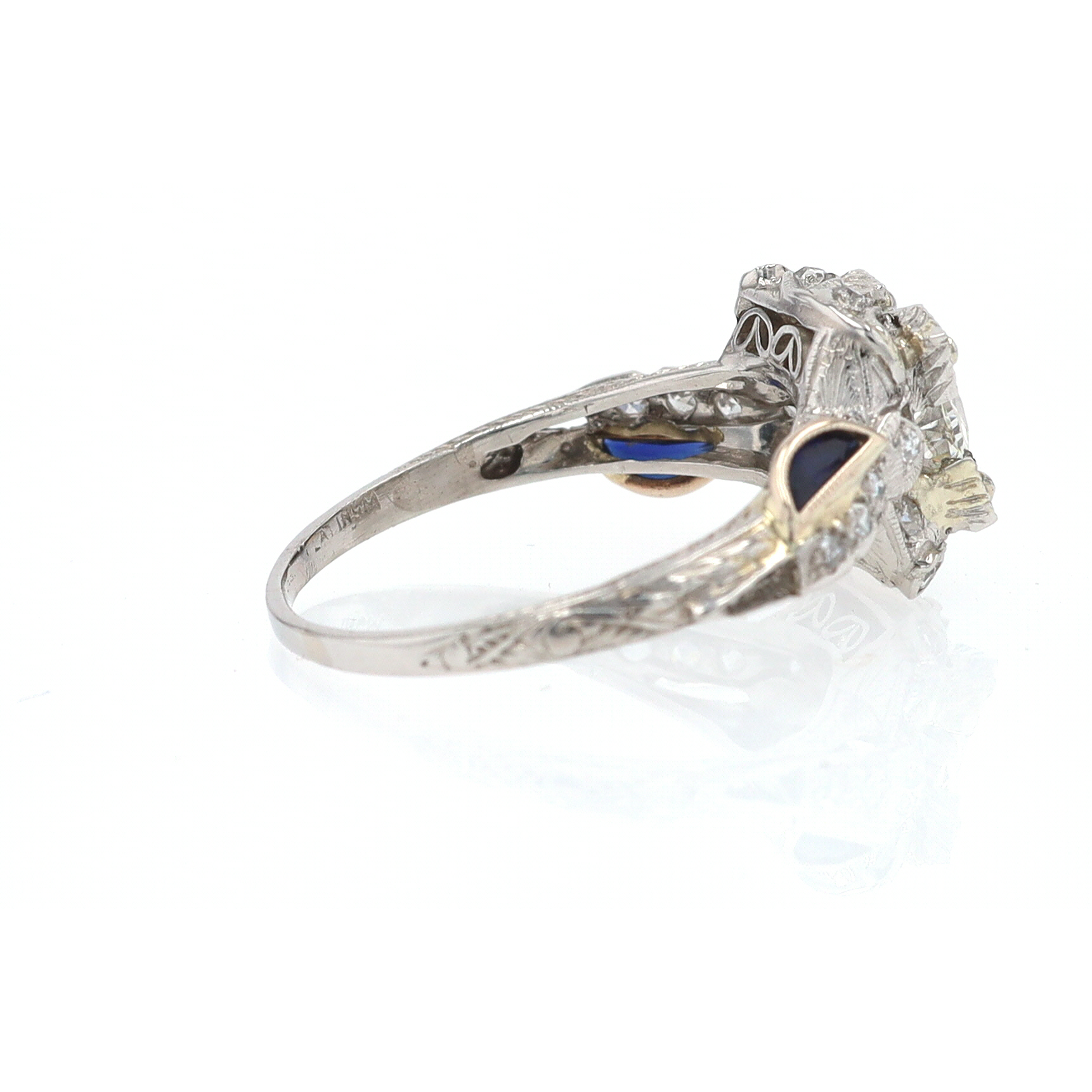 GIA Certified Asymmetrical Art Deco Antique Diamond Engagement Ring