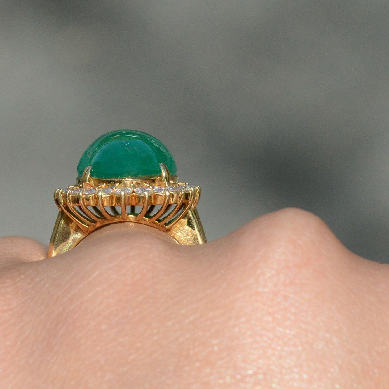 GIA Certified Huge Colombian Emerald Cabochon Cocktail Ring