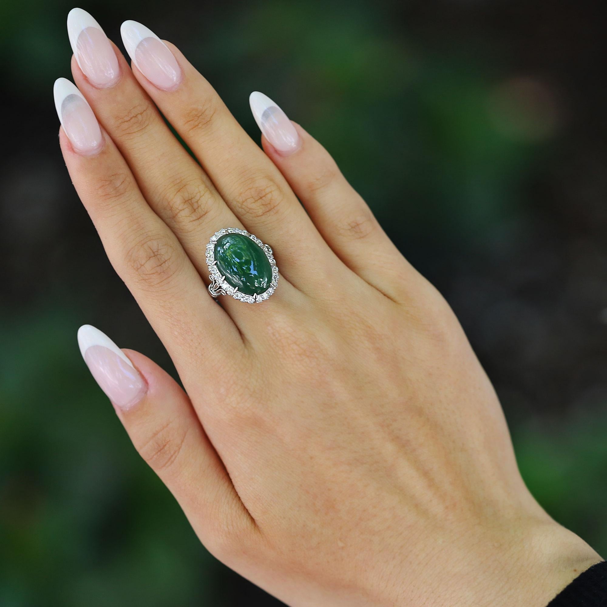 Vintage GIA Certified 8 Carat Imperial Jade Ring