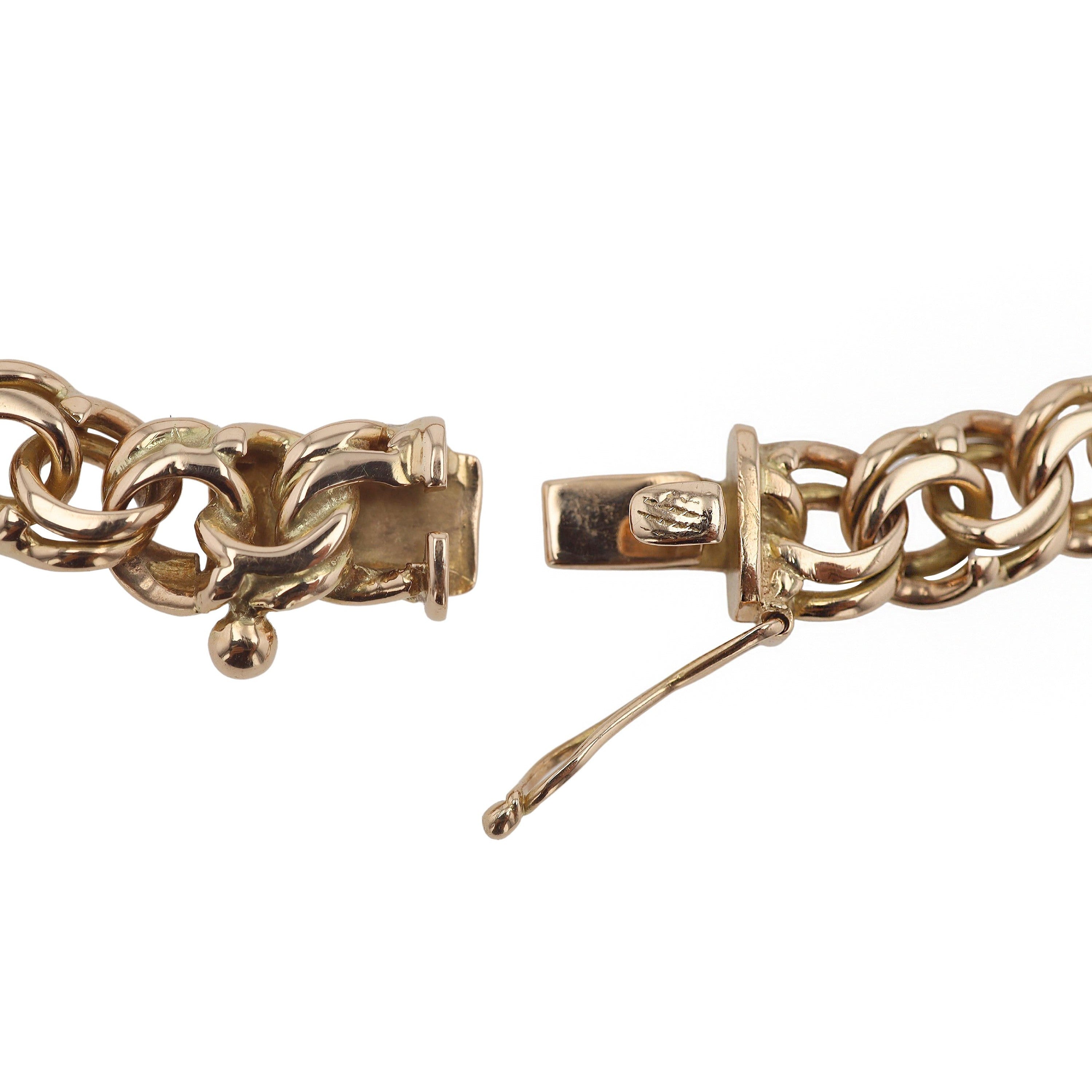 Heavy Vintage 18k Rose Gold Link Charm Bracelet