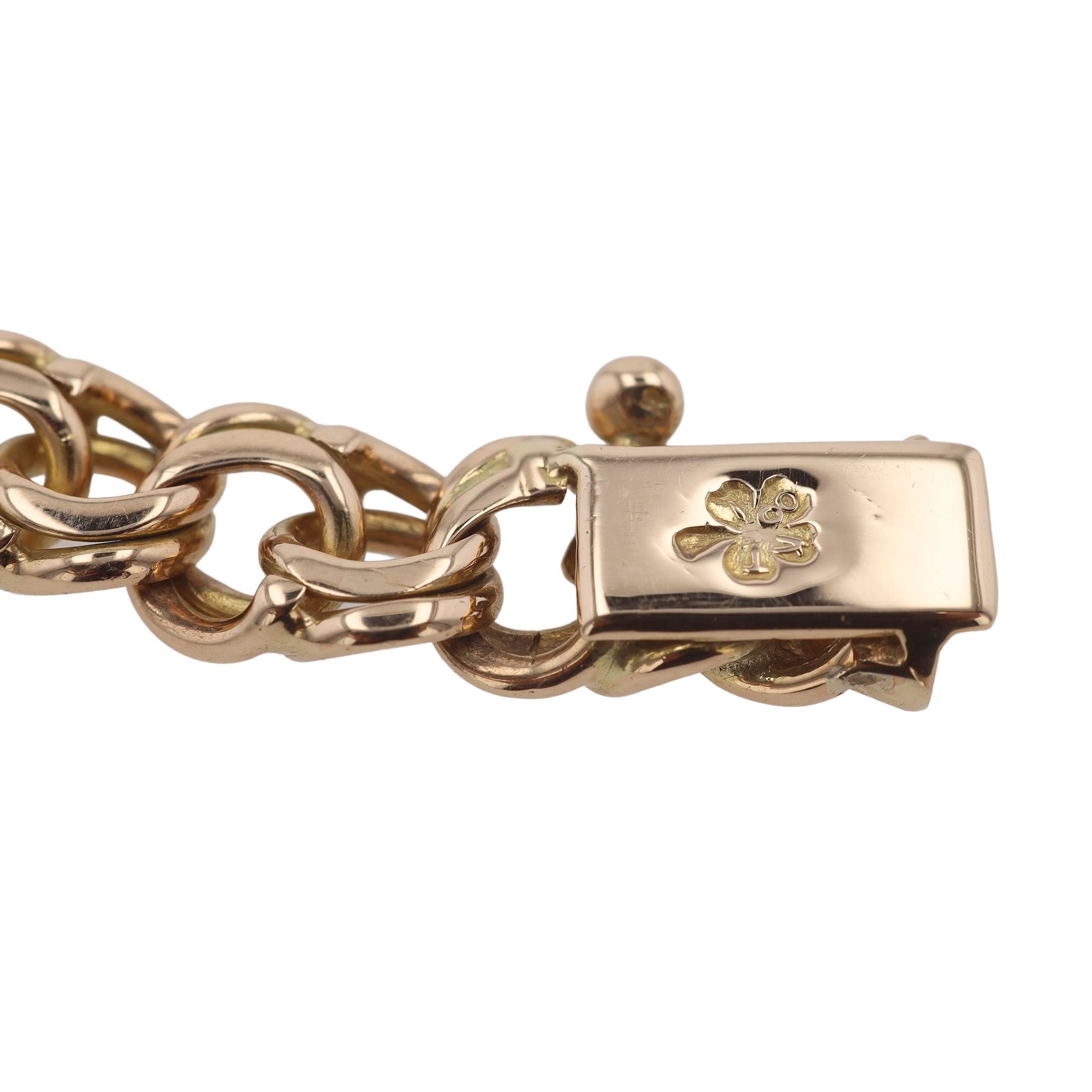 Heavy Vintage 18k Rose Gold Link Charm Bracelet