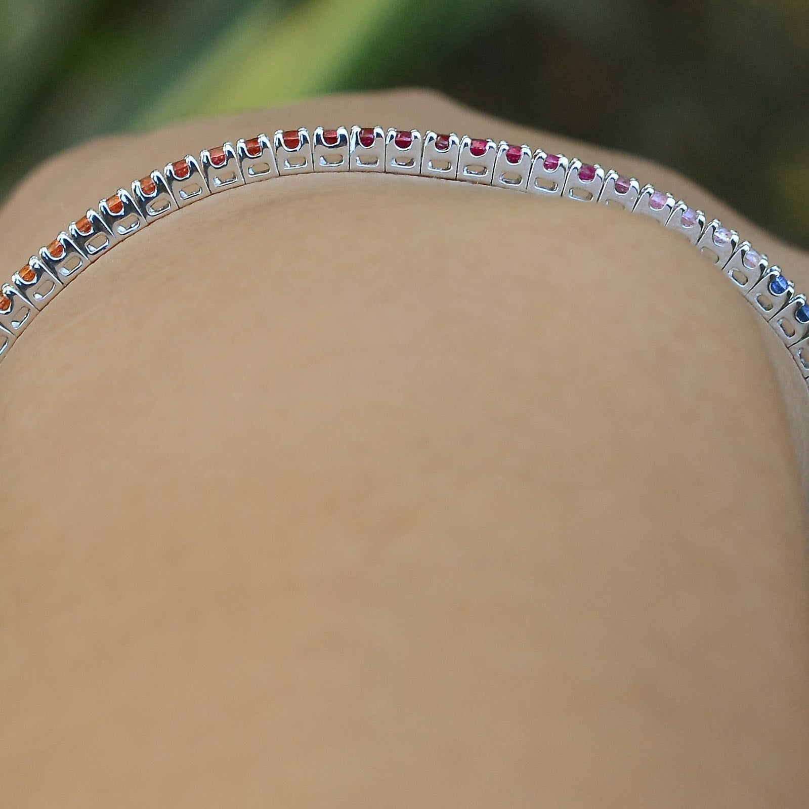 Multi Color Sapphire Rainbow 4.57 Carat Tennis Bracelet