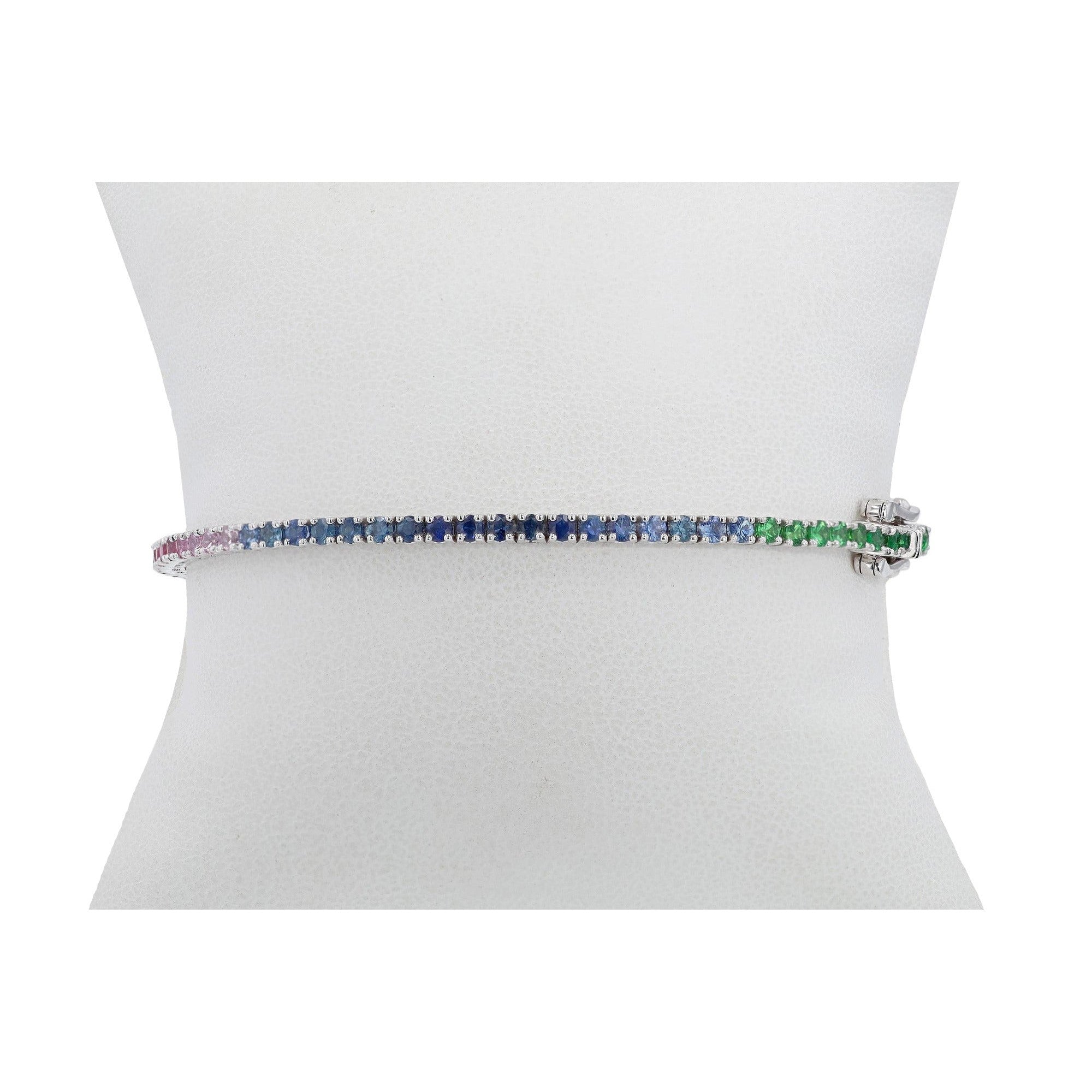 Multi Color Sapphire Rainbow 4.57 Carat Tennis Bracelet