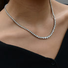 Platinum 14.58 Carat Diamond Riviera Necklace